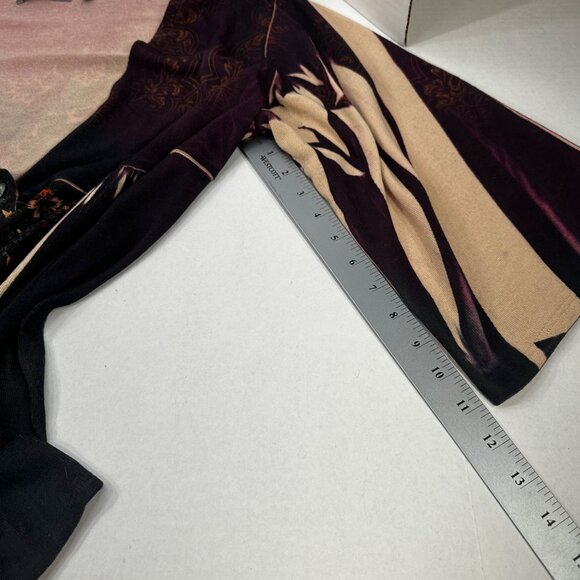 NY Collection Women's Sz 1X One Button Over Shirt 3/4 Sleeve Brown Preowned Snag - Picture 11 of 14